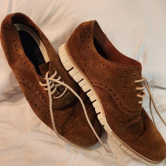 Men's Cole Haan ØriginalGrand Ultra Wingtip suede business leisure shoes Size 11 - Picture 2 of 4